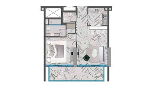 Apartment floor plan, 1 bedroom in RED SQUARE TOWER No. 11019