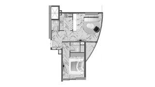 Property floor plan, 1 bedroom in RED SQUARE TOWER No. 11026